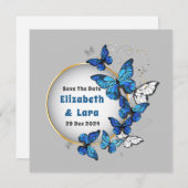 Vlinder bloemige uitnodigingskaart kaart (Voorkant / Achterkant)