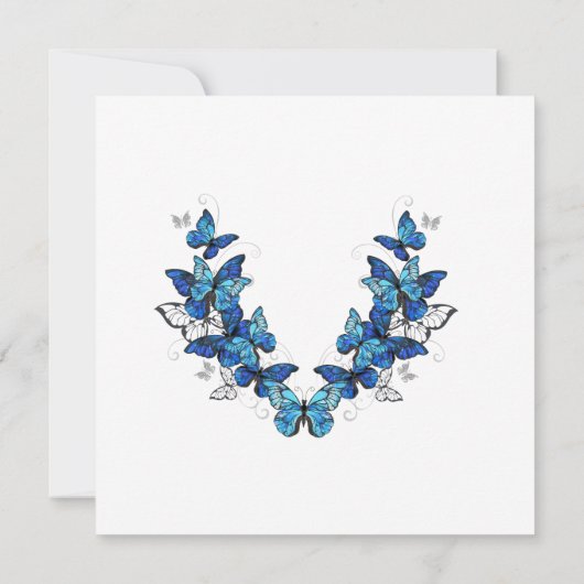 Vlinder bloemige uitnodigingskaart kaart (Achterkant)