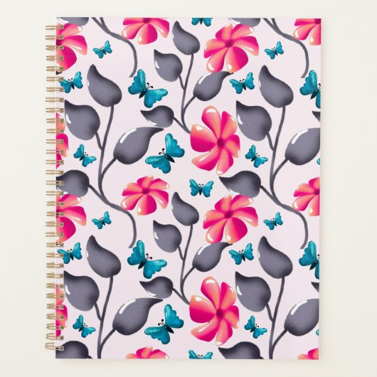 Vlinder bloemmotief Elegante botanische Planner (Voorkant)