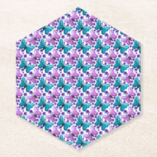 Vlinder Bloemmotief Esthetisch Mooie Bloemen Kartonnen Onderzetters