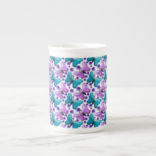 Vlinder Bloemmotief Esthetisch Mooie Bloemen Porselein Kop