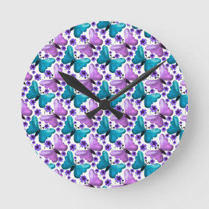 Vlinder Bloemmotief Esthetisch Mooie Bloemen Ronde Klok
