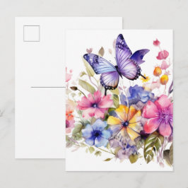 Vlinder bloempatroon briefkaart