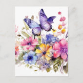 Vlinder bloempatroon briefkaart (Voorkant)