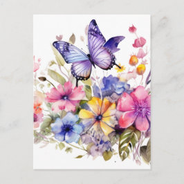 Vlinder bloempatroon briefkaart