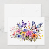 Vlinder bloempatroon briefkaart (Voorkant / Achterkant)