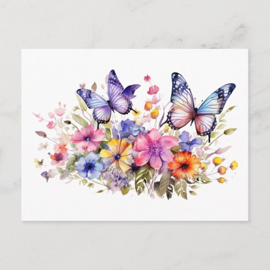 Vlinder bloempatroon briefkaart (Voorkant)