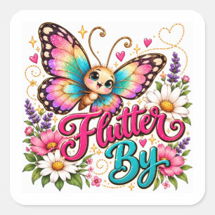 Vlinder Bloemstuk Flutter By Vierkante Sticker