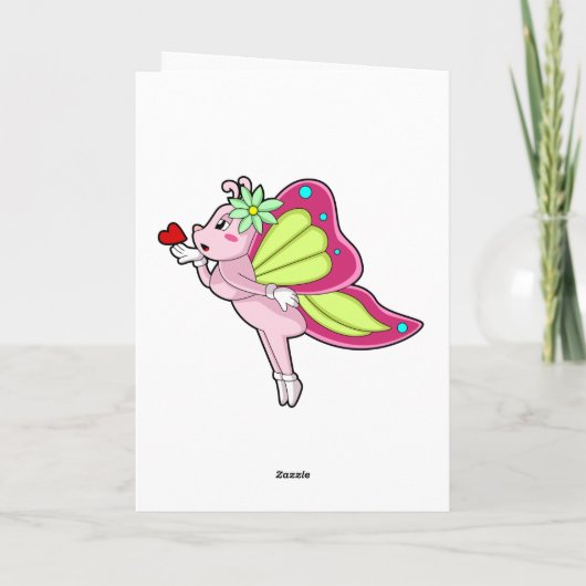 Vlinder Bloesem Hart Kaart (Achterkant)