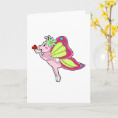 Vlinder Bloesem Hart Kaart (Gele Bloem)