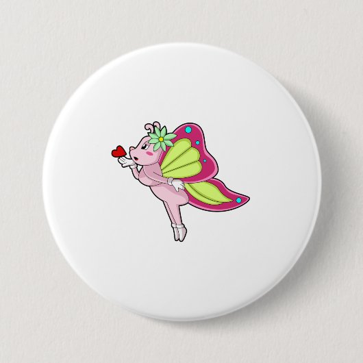Vlinder Bloesem Hart Ronde Button 7,6 Cm (Voorkant)