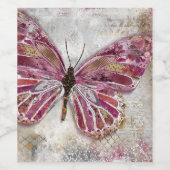 Vlinder Bloost Wijn Etiket (Enkel label)