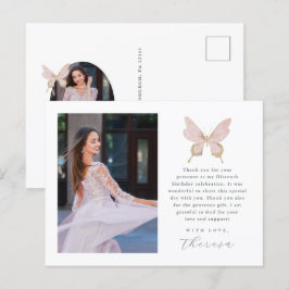 vlinder blush foto quinceanera dank u briefkaart