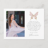  vlinder blush foto quinceanera dank u briefkaart (Voorkant)