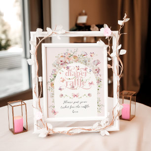 Vlinder Blush Roze Bloemen Meisje Baby shower Luie Poster