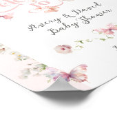 Vlinder Blush Roze Bloemen Meisje Baby shower Welc Poster (Hoek)