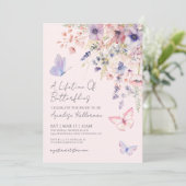 Vlinder Blush Roze Bloemige Bruidsdouche Kaart (Staand voorkant)
