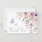 Vlinder Blush Roze Paarse Wilde Bloem Bedankkaart (Voorkant)