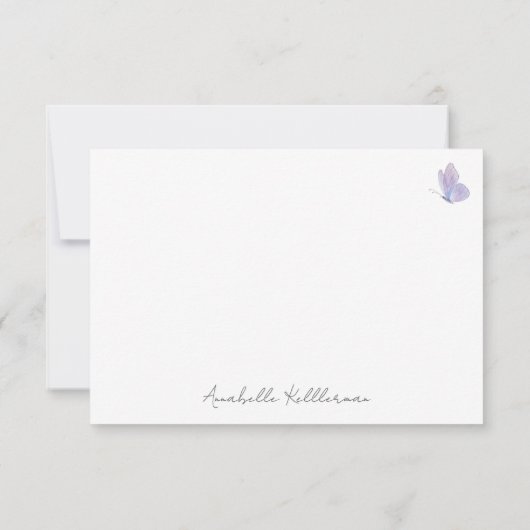 Vlinder Blush Roze Paarse Wilde Bloem Bedankkaart (Achterkant)