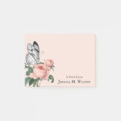 vlinder blush roze rozen aangepaste naam post-it® notes (Voorkant)