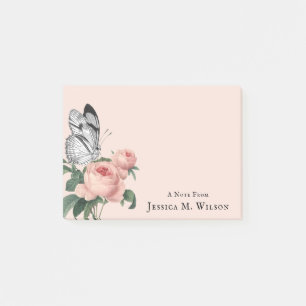 vlinder blush roze rozen aangepaste naam post-it® notes