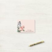 vlinder blush roze rozen aangepaste naam post-it® notes (Op bureau)