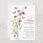 Vlinder Boho Wilde Bloem Baby Shower Kaart (Voorkant)