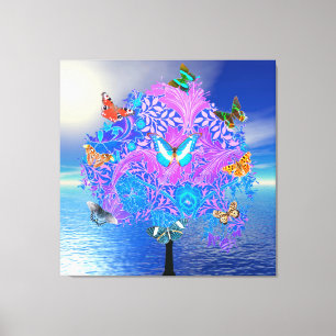 Vlinder Boom Opgespannen Canvasprint Canvas Afdruk