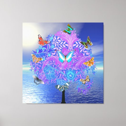 Vlinder Boom Opgespannen Canvasprint Canvas Afdruk (Voorkant)