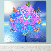 Vlinder Boom Opgespannen Canvasprint Canvas Afdruk (Insitu (Houten vloer))