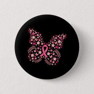 Vlinder borstkanker overlevende vrouwen ronde button 5,7 cm