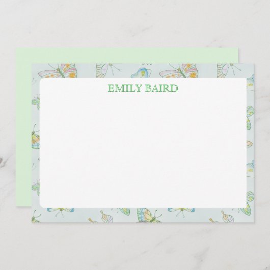 vlinder-Briefpapier Notitiekaartje (Voorkant / Achterkant)