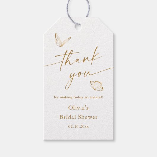 Vlinder Bruidsfeest Dank Je Favoriet Cadeaulabel (Voorkant)