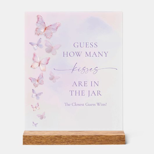 Vlinder Bruidsfeest Schat Hoeveel Kusjes Acryl Bord