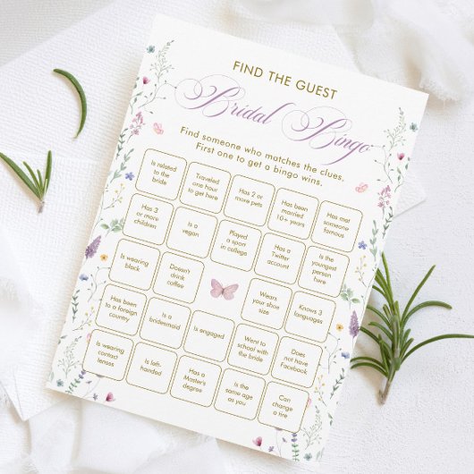Vlinder Bruidsfeest Vind de Gast Bingo Spel Kaart