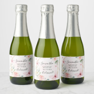 Vlinder bruidsmeisje voorstel label sparkling wijnetiket