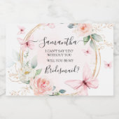 Vlinder bruidsmeisje voorstel label sparkling wijnetiket (Enkel label)