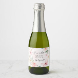 Vlinder bruidsmeisje voorstel label sparkling wijnetiket