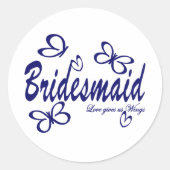 Vlinder bruiloft / bruidsmeisje ronde sticker (Voorkant)
