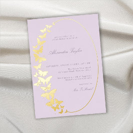 Vlinder Bruiloft Brunch Lilac Elegante Goud Folie Uitnodiging