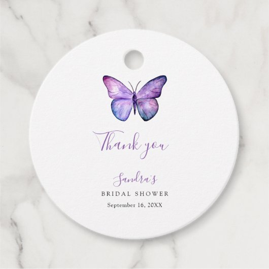 Vlinder Bruiloft Feest Elegant Bedankt Script Bedankjes Labels (Voorkant)