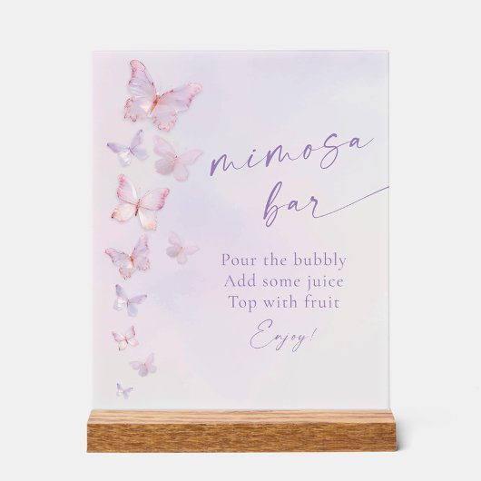 Vlinder Bruiloft Mimosa Bar Acryl Bord