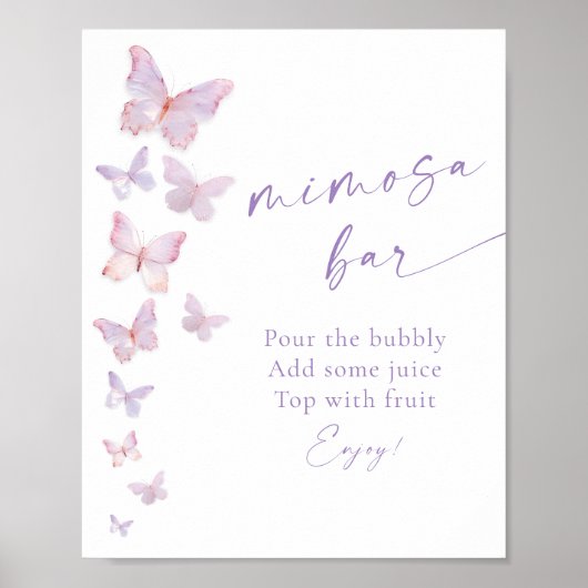 Vlinder Bruiloft Mimosa Bar Poster (Voorkant)