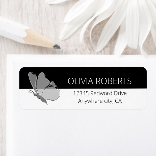 Vlinder bruiloft Return Address Label (Insitu)