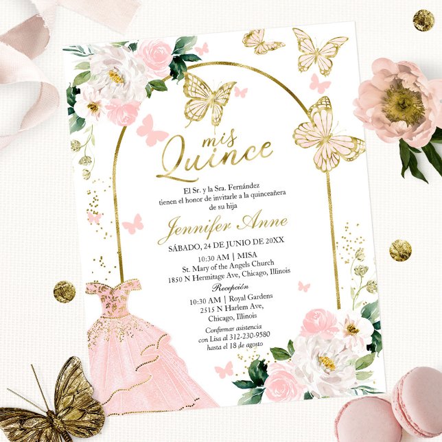 Vlinder Budget Spaans Quinceanera Uitnodigingen (Creator heeft geüpload)