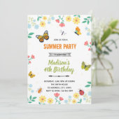 Vlinder bugs tuin zomer uitnodiging (Staand voorkant)
