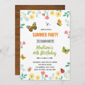 Vlinder bugs tuin zomer uitnodiging (Voorkant / Achterkant)