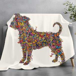 Vlinder Bully Silhouette Kunst   Pitbull Hond Mama Fleece Deken