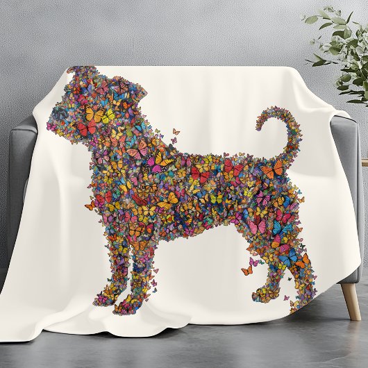 Vlinder Bully Silhouette Kunst | Pitbull Hond Mama Fleece Deken