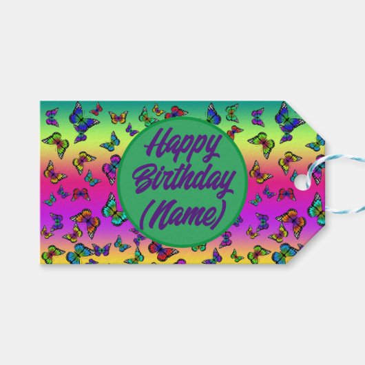 Vlinder cadeaubijsluiter met naam cadeaulabel (Voorkant (Horizontaal))